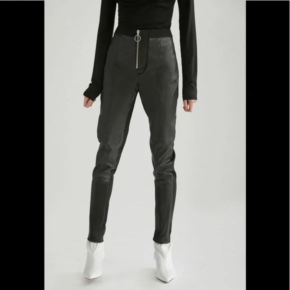 Yigal Azrouel Leather Moto Leggings Pants - Picture 1 of 9